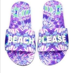 Schutz Beach Please Printed leather slides